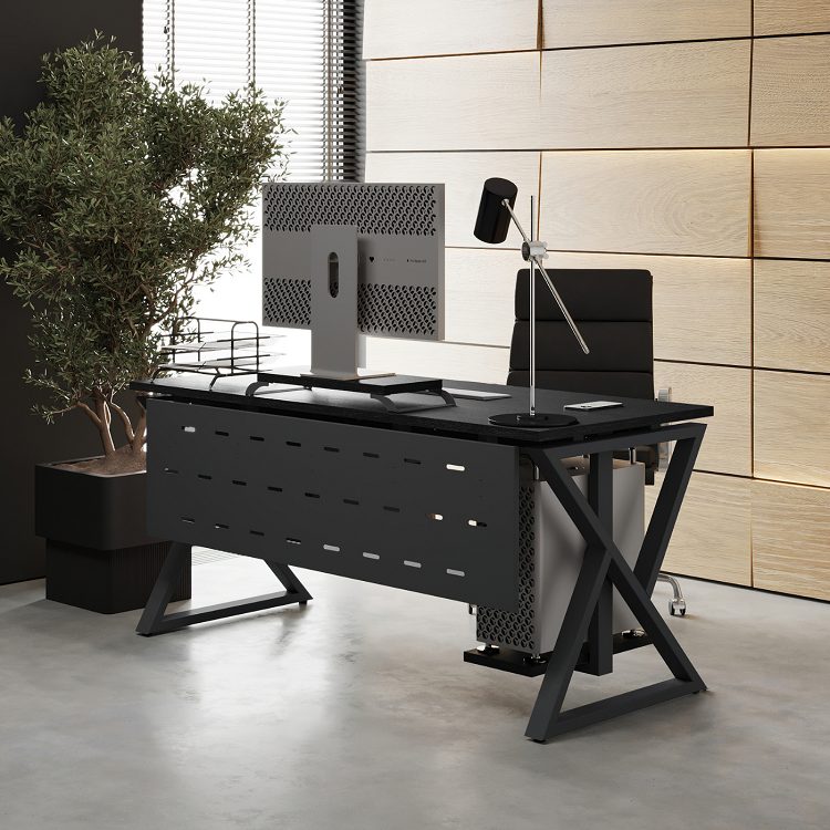 Фото Стол офисный КОБОР W-140/60 black/wood 7