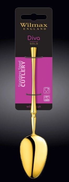 Фото Ложка десертная Wilmax Diva золотая L 185 мм — арт. WL-999523/1B 1