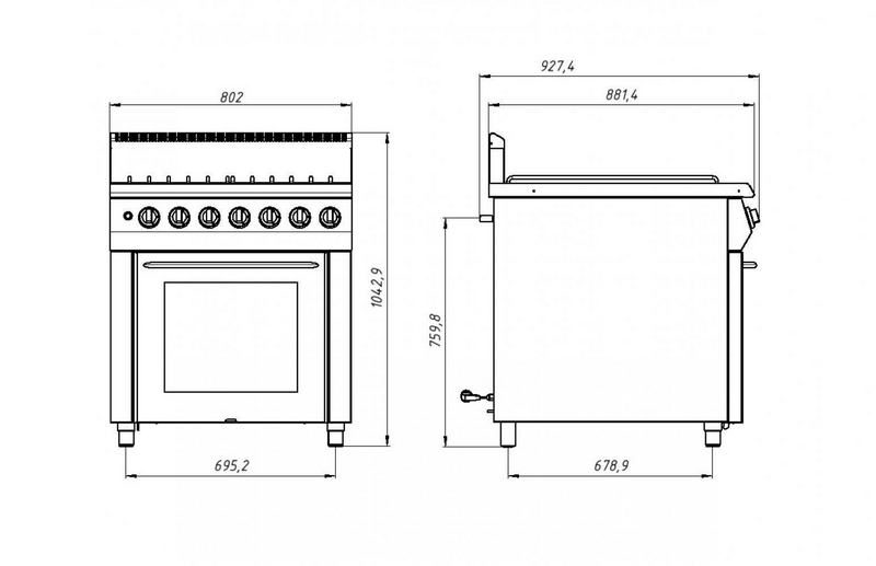 Фото Плита газовая GRILL MASTER Ф4ПДГ/900 (с газовой духовкой, решетка из н./стали) 1