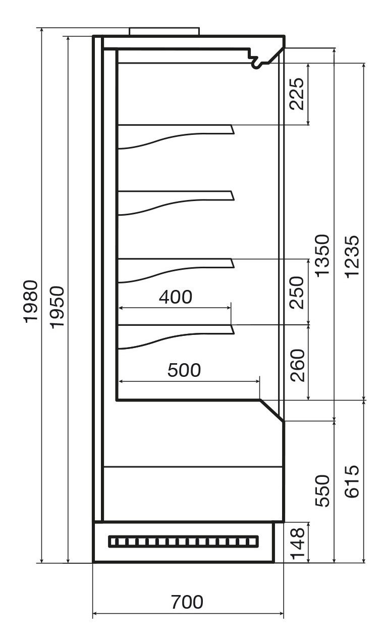 Фото Холодильная горка гастрономическая Dazzl Vega 070 H195 Plug-in 125 — арт. П0000011194.3268 2