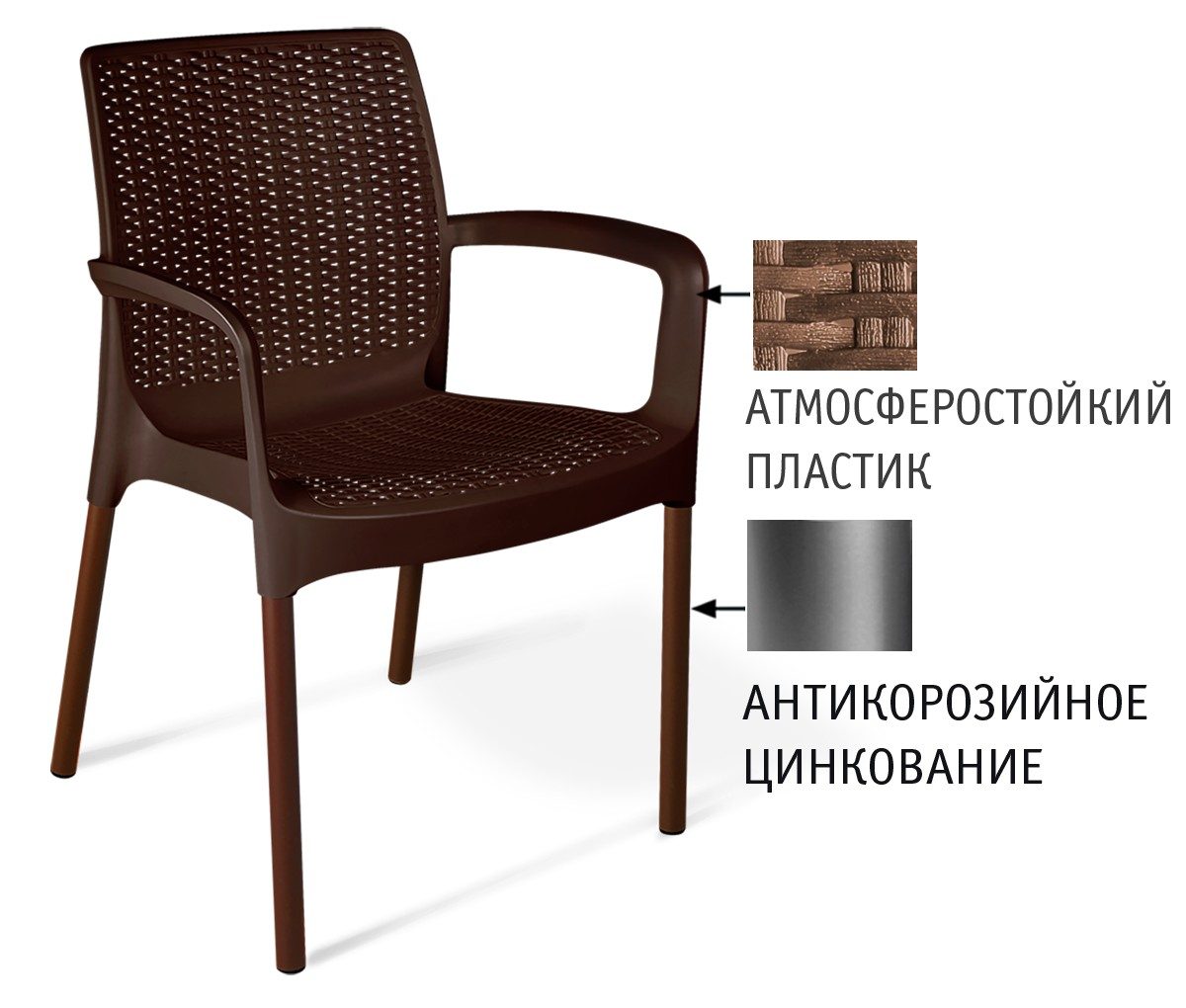Фото Плетеный стул Sheffilton SHT-ST68/S424 коричневый/коричневый муар (цинк) 4