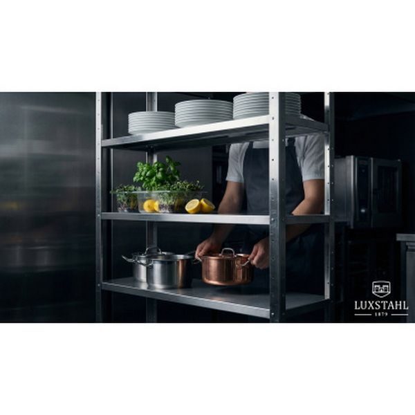 Фото Стеллаж прямой сплошной Luxstahl СР-1800х2000х300/4 нерж. — арт. мко209 2