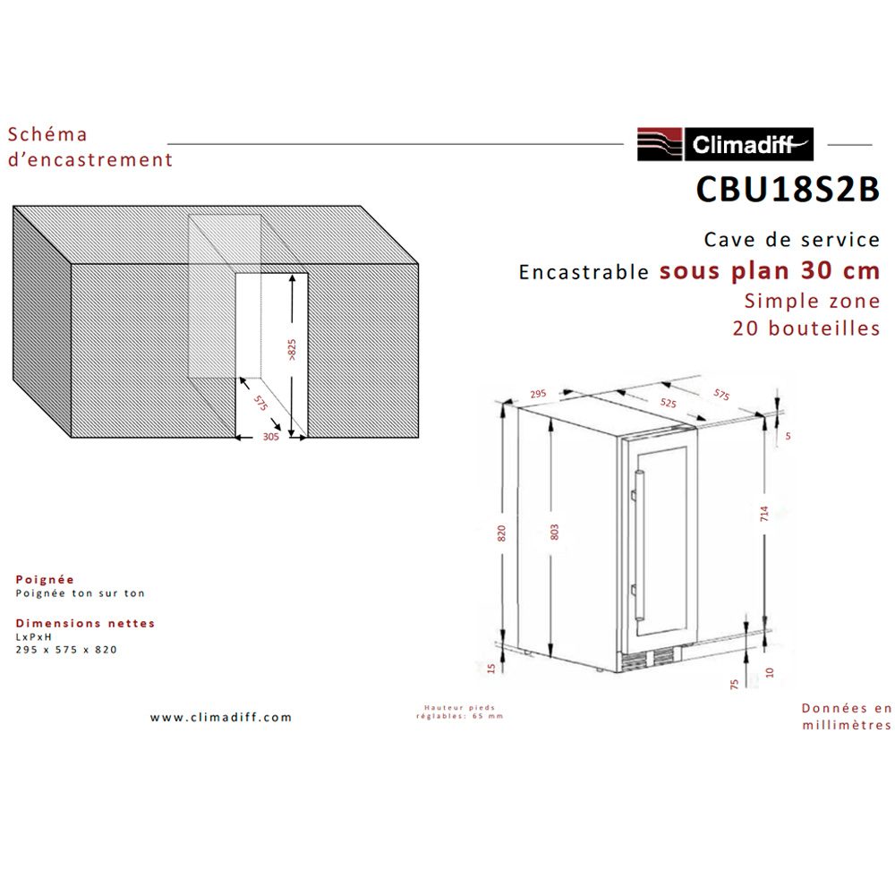 Фото Шкаф винный Climadiff — арт. CBU18S2B 7