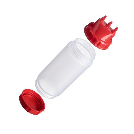 Фото Емкость для соуса Gastroplast 500 мл, D 70 мм, H 200 мм, 2 крышки носика, прозрачная артикул 79671 1