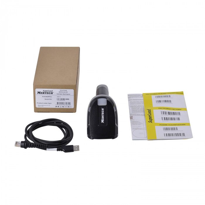 Фото Ручной сканер штрих-кодов MERTECH 2410 P2D USB, USB эмуляция RS232 black 2