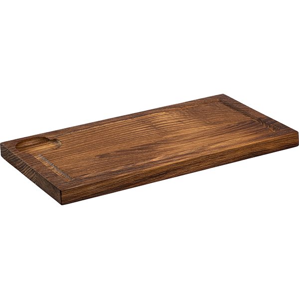 Фото Доска для подачи с соусником PPwood L 400 мм, B 220 мм, H 25 мм, дуб — арт. Q410O-00N 3