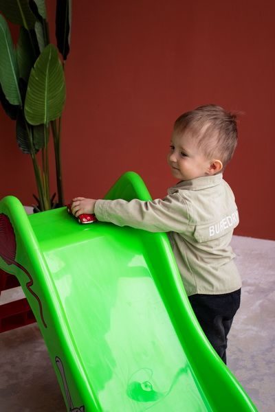 Фото Игровая горка Sheffilton KIDS Котенок с клубком зеленый / красный 6