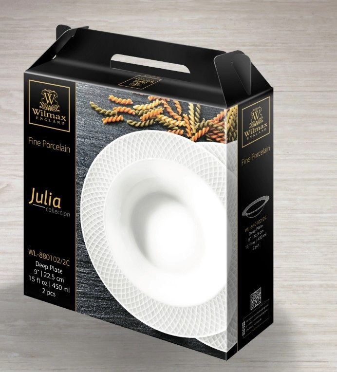 Фото Набор тарелок Wilmax Julia 450 мл, D 225 мм ( 2 шт. фирменная упаковка) — арт. WL-880102/2C 1