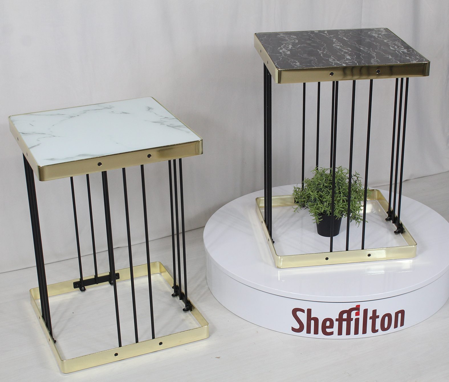 Фото Столик кофейный Sheffilton SHT-CT16 светлый мрамор/латунь/черный 4