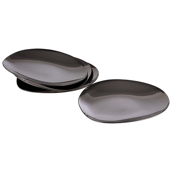 Фото Тарелка для закусок APS Pebbles L 90 мм, B 90 мм, H 10 мм, черный, набор 4 шт артикул 40795 1
