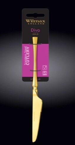 Фото Нож столовый Wilmax Diva золотой L 225 мм (на блистере) — арт. WL-999516/1B 1