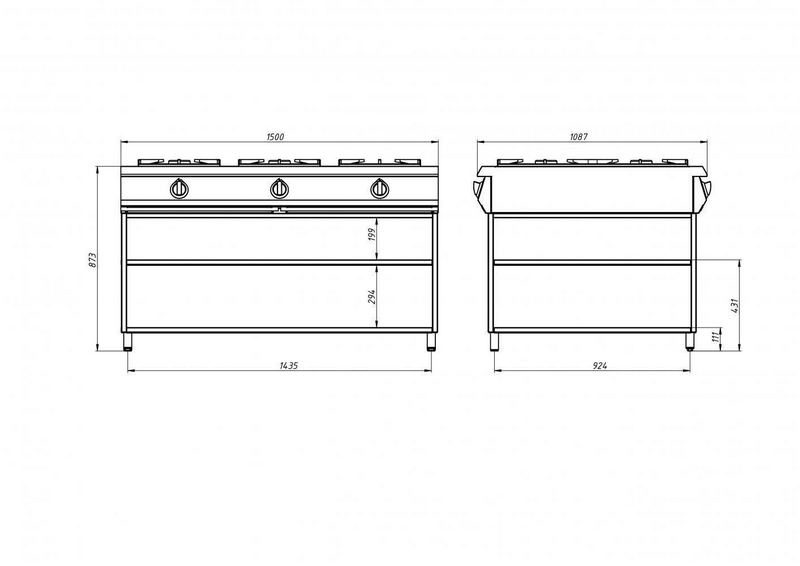 Фото Плита газовая GRILL MASTER Ф6П2Г/1000 (на подставке, подход с 2-х сторон) 1