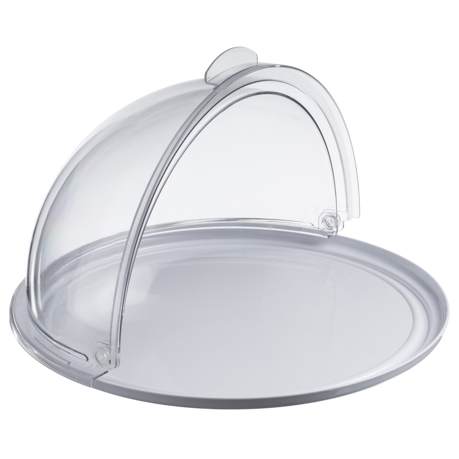 Фото Поднос сервировочный Gastroplast D 385 мм, поликарбонат, белый, с крышкой Roll-Top артикул 79322 1