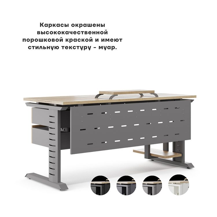 Фото Стол офисный КОБОР L2-160/80 aluminum/natural 6