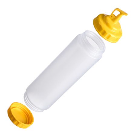 Фото Емкость для соуса Gastroplast 750 мл, D 70 мм, H 270 мм, 2 крышки (желтые), прозрачная артикул 79694 1