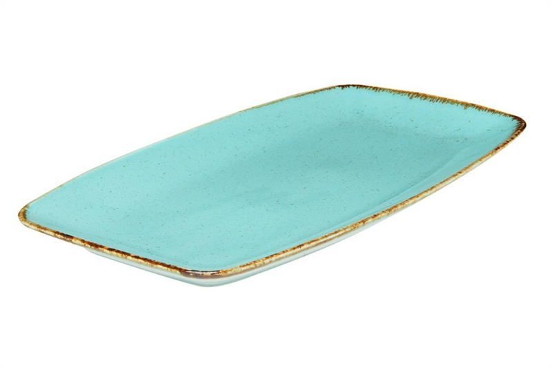 Фото Тарелка прямоугольная Porland Seasons Turquoise 31*18 см 118331 — арт. 118331 бирюзовый 1