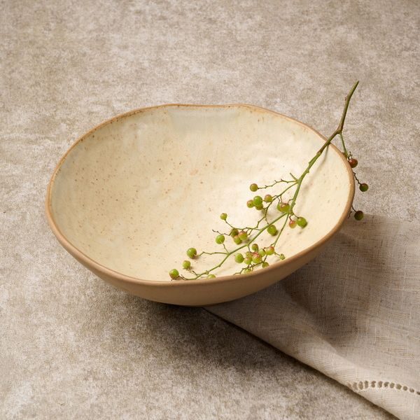 Фото Салатник Kunstwerk Grasp 870 мл, D 220 мм, H 76 мм, бежевый — арт. 20730/beige 6