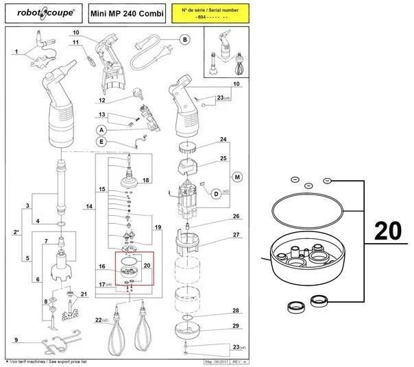 Уплотнители редуктора Robot-coupe 39506 комплект