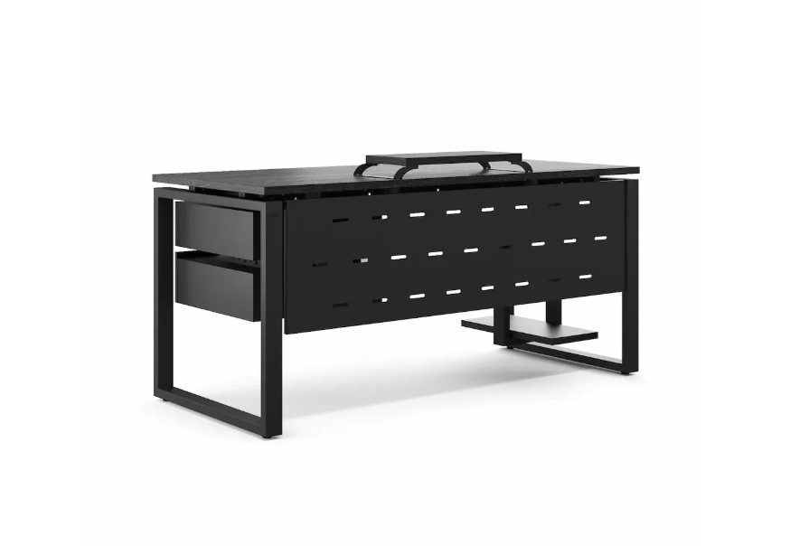 Фото Стол офисный КОБОР O1-140/80 black/wood 2