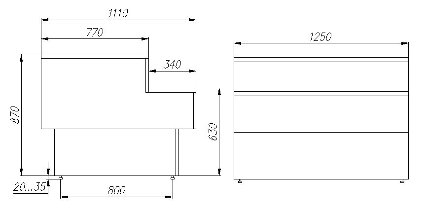 Прилавок кассовый POLUS GC110 GC110) (1005 ВЕНГЕ)