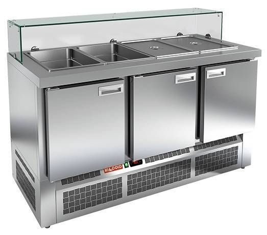 Стол для салатов HICOLD SLE3-111GN низкое стекло