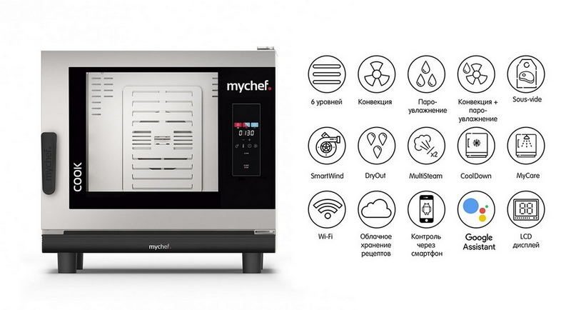 Фото Пароконвектомат Distform MyChef Cook Pro 6 GN 1/1 right opening, без WiFi — арт. CCE6100D 2