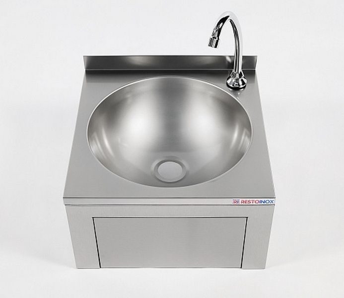 Фото Рукомойник металлический RESTOINOX настенный коленный — арт. РНКXГ-40/40-Б 2