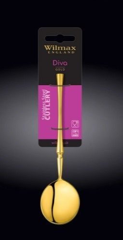 Фото Ложка бульонная Wilmax Diva золотая 180 мм (на блистере) — арт. WL-999529/1B 1