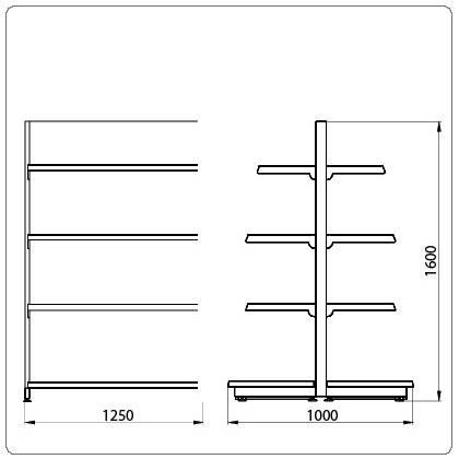 Фото Стеллаж торговый островной Stahler ECO LINE L=1250 мм H=1600 мм 4