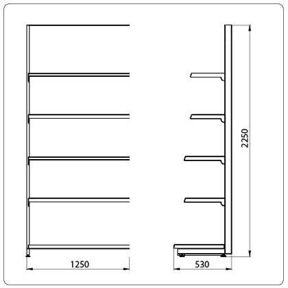 Фото Стеллаж торговый пристенный Stahler ECO LINE L=1250 мм H=2250 мм 3