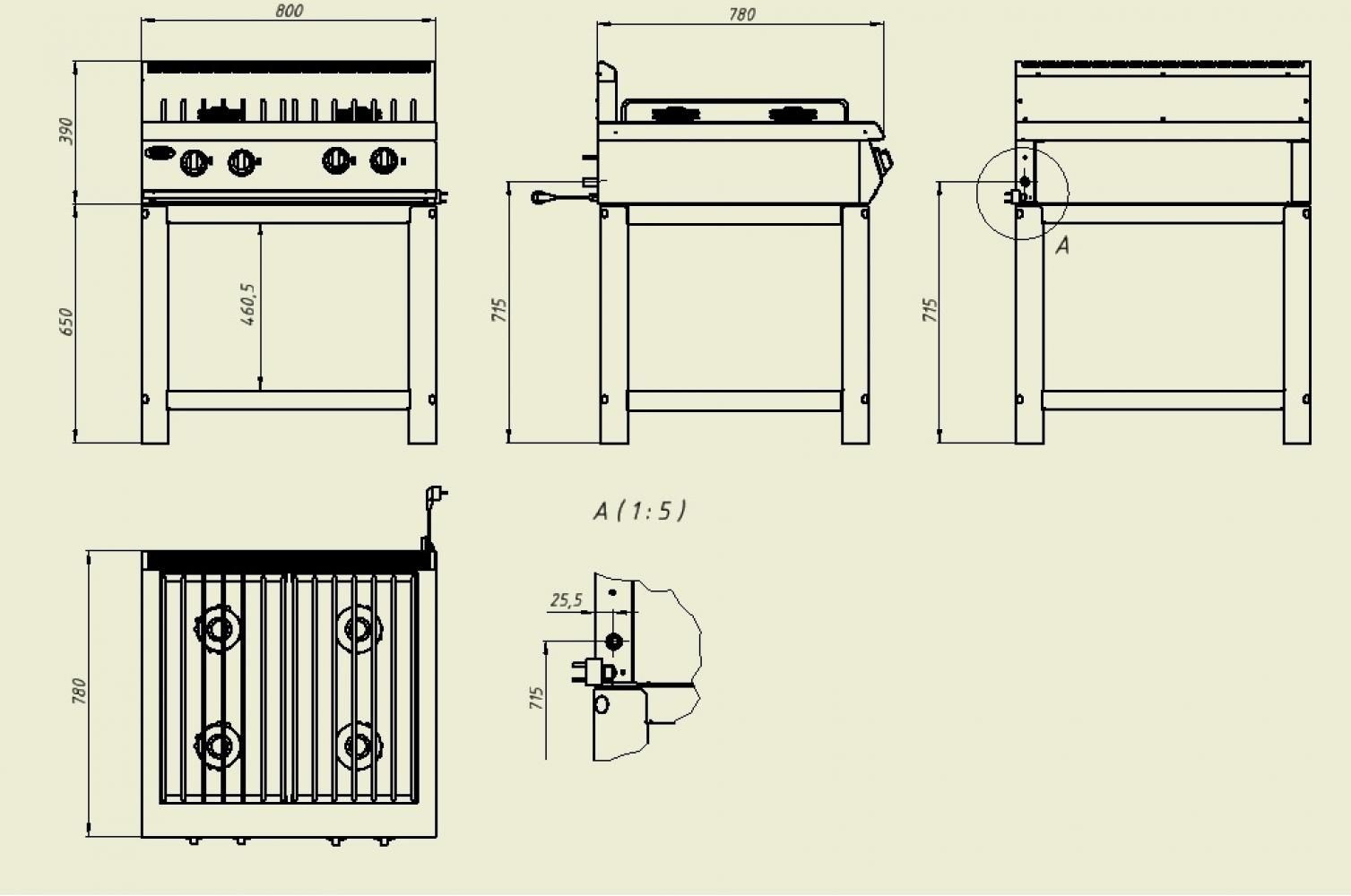 Фото Плита газовая GRILL MASTER Ф4ПГ/800 повышенной мощности (на подставке) 1