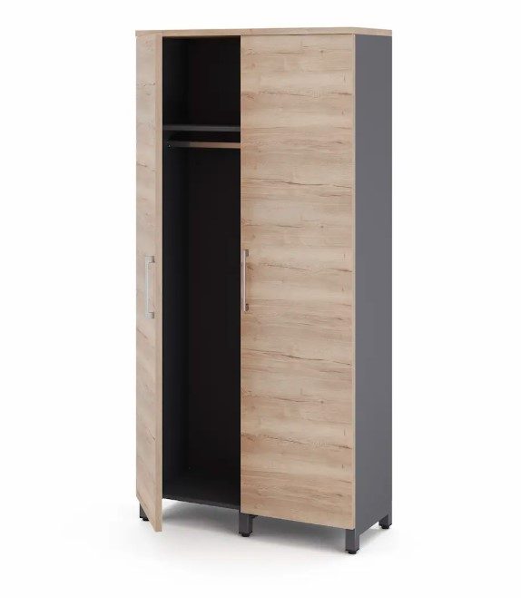 Фото Гардеробный шкаф распашной КОБОР HRG-90/60/M graphite/natural 2
