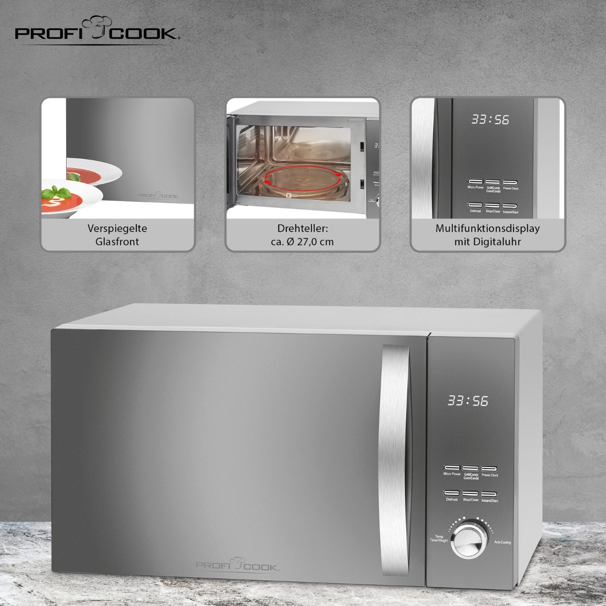 Фото Микроволновая печь Profi Cook — арт. PC-MWG 1176 silber 2