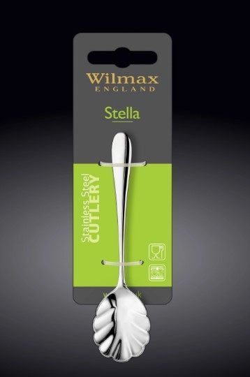Фото Ложка десертная Wilmax Stella серебряная L 110 мм (на блистере) — арт. WL-999145/1B 1