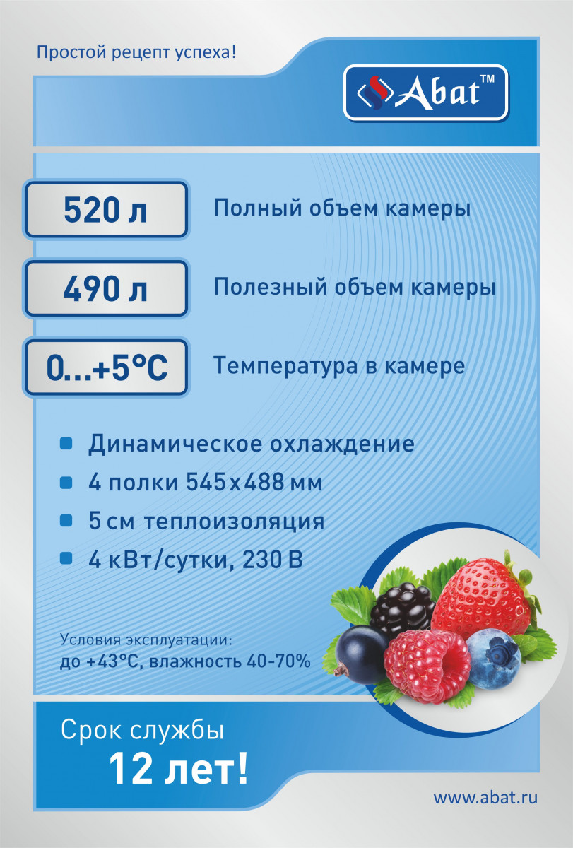 Фото Шкаф холодильный ШХс-0,5-01 нерж. t 0...+5°С Abat 1